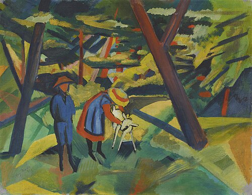 Kinder mit Ziege im Wald, 1912, August Macke