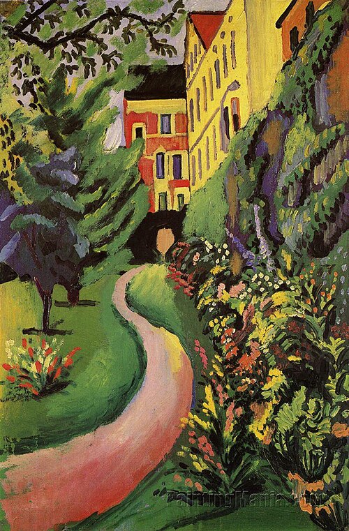 Our garden with blooming borders, 1912, August Macke