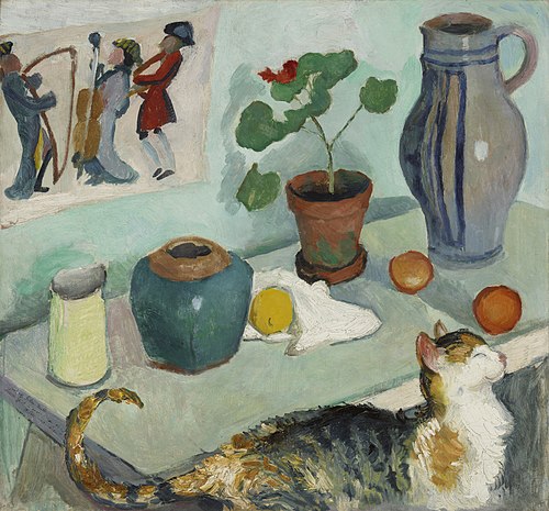 Der Geist im Hausgestühl: Stillleben mit Katze, 1910, August Macke