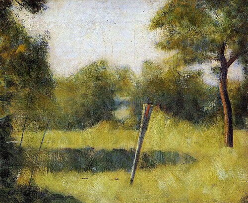 Paysage au piquet, 1882, Georges Seurat