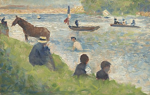 Horse and Boats (Study for  Bathers at Asnieres ), 1883, Georges Seurat