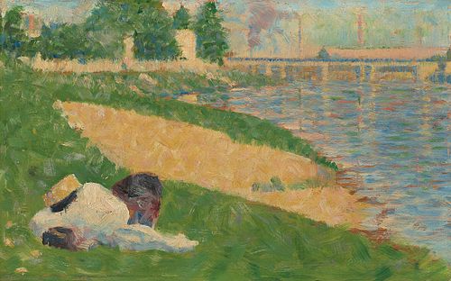 The Seine with Clothing on the Bank, 1883, Georges Seurat