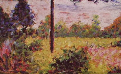 Fields with trees in Barbizon, 1883, Georges Seurat