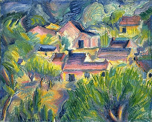 Houses and Landscape, 1918, Preston Dickinson
