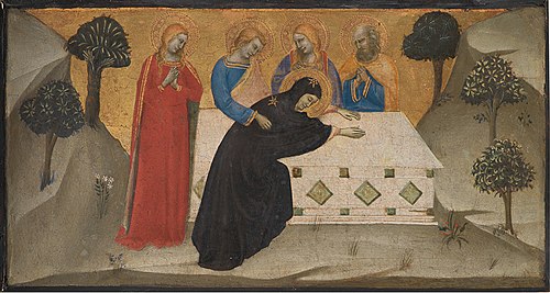 The Virgin Swooning and the Three Maries at the Tomb of Christ, 1350, Puccio di Simone