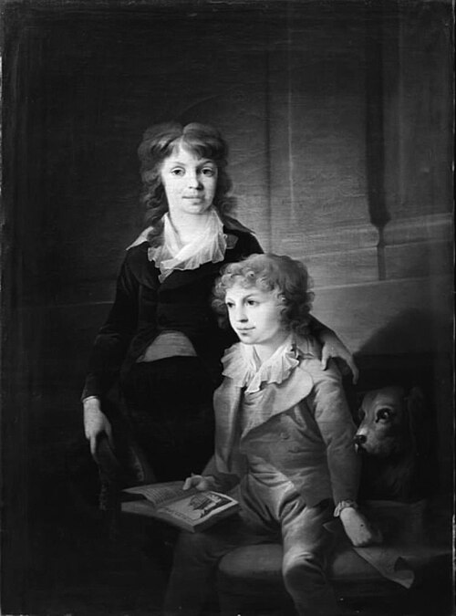 To ynglinge med en hund, 1797, Christian August Lorentzen