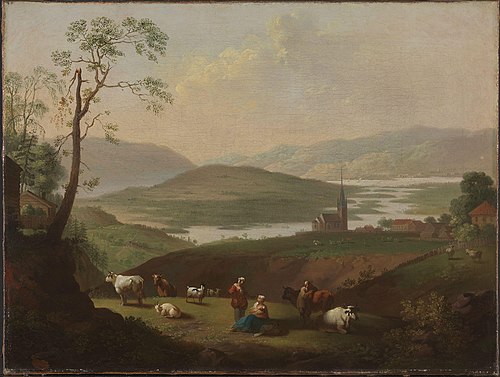 Utsikt mot Norderhov kirke, 1791, Christian August Lorentzen