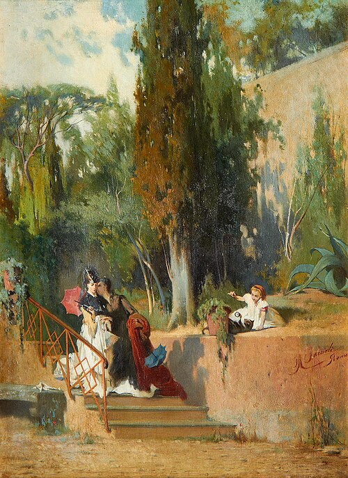 Afternoon in the garden, , Raffaele Faccioli