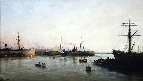 Navires charbonniers dans le bassin national., 1890, Raphaël Ponson