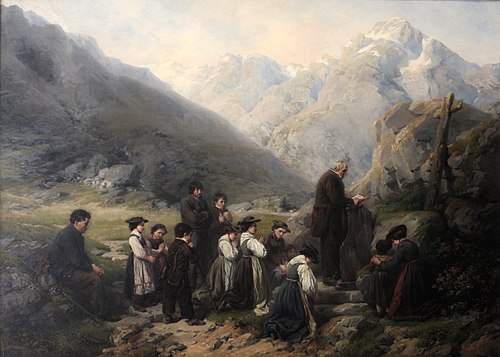Sunday ceremony on the Sanetsch pass, 1869, Raphaël Ritz
