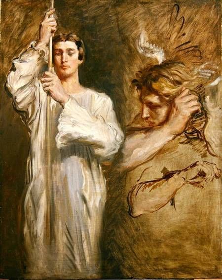 Acolyte porteur de croix et Figure d'Ange, 1850, Théodore Chassériau