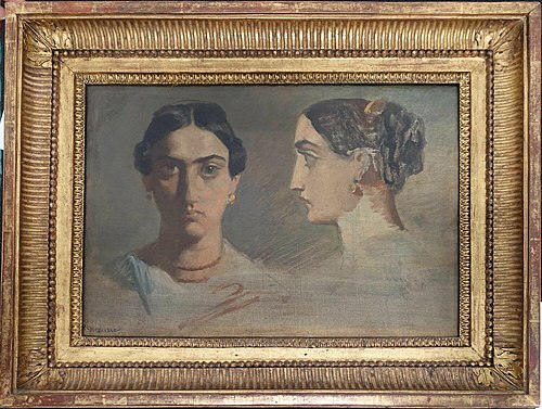 Double étude de tête de femme italienne (face et profil), 1840, Théodore Chassériau