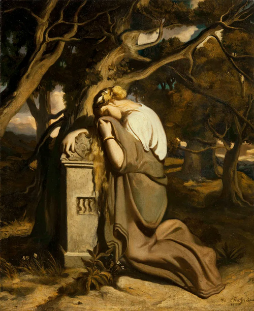 Jeune fille pleurant sur une stèle, 1840, Théodore Chassériau