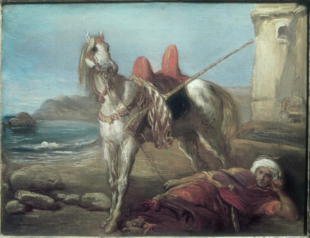 Arabe seul avec son cheval, 1855, Théodore Chassériau