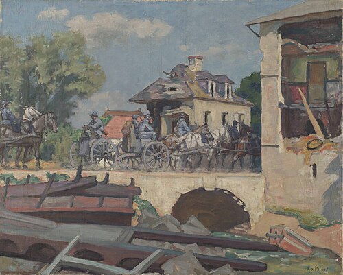 défilé d'artillerie à Pont-l'Evêque, 1917, René-Xavier Prinet