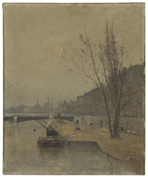 Esquisse pour la galerie des Tourelles nord de l'Hôtel de Ville de Paris : La Seine au pont de Solfé, 1890, René Billotte