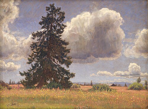 Spruce Tree in a Summer Pasture. Norway, 1914, Niels Skovgaard