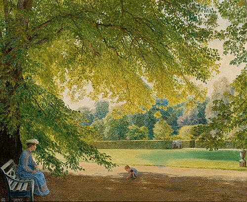 Under linden tree in Nysø garden, 1897, Niels Skovgaard