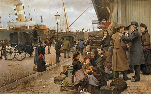 Emigrants at Larsens Square, 1890, Edvard Petersen