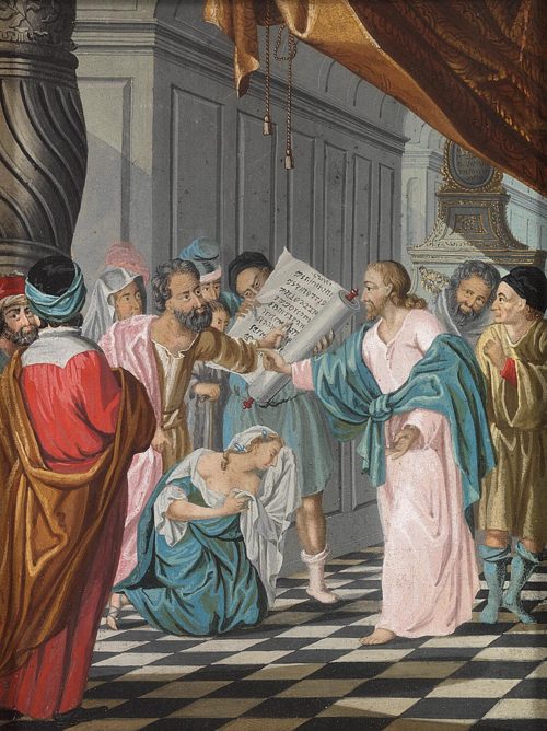Religious scene with a woman kneeling., 1748, Johan Jacob Bruun