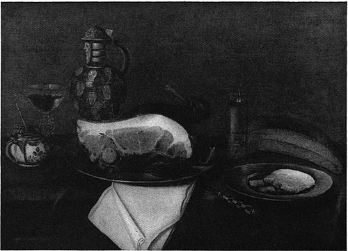 Still life with ham, 1660, Cornelis Mahu