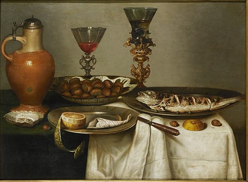 Fish still life, 1638, Cornelis Mahu