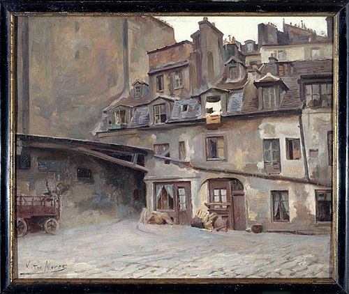 La cour de l'auberge du Cheval-Blanc, rue Mazet, 1898, Victor Marec