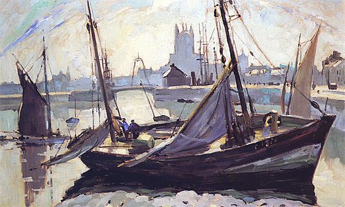 Barques, Fécamp, 1930, Robert Antoine Pinchon