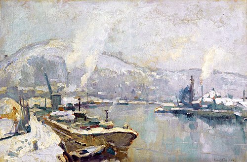 La Seine et la Côte Sainte Catherine à Rouen en hiver, , Robert Antoine Pinchon