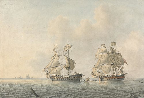 An English Man-of-War Taking Possession of a Ship, 1783, Robert Cleveley