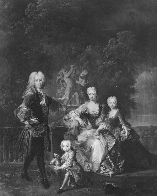 Ferdinand Adolf von Plettenberg and his Family, misidentified with Karl Albrecht of Bavaria, 1727, Robert Tournières