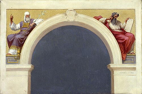 Esquisse pour l'église Saint-François-Xavier : Moïse et Aaron, 1875, Romain Cazes
