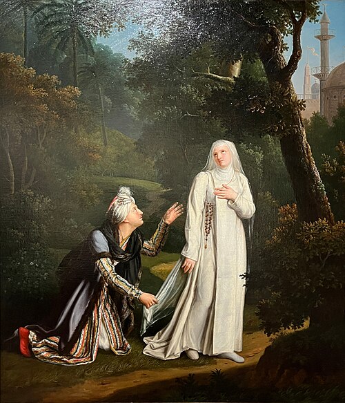 Mathilde surprise dans les jardins de Damiette par Malek Adhel, 1816, Rosalie Caron