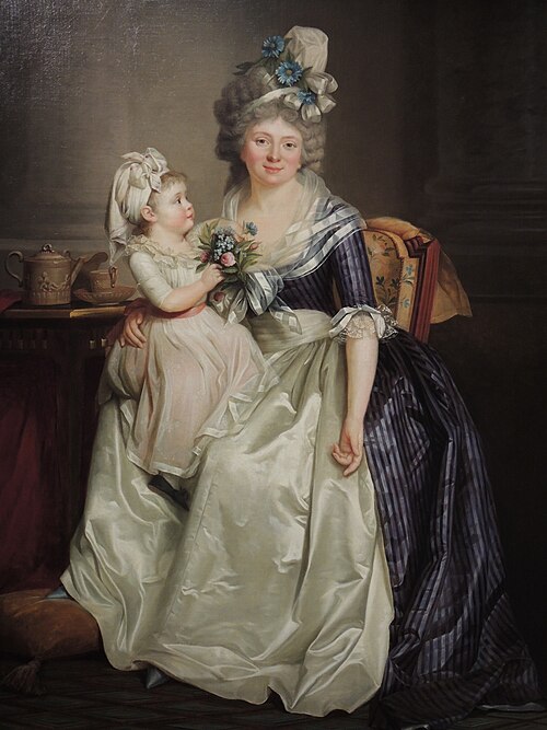 Portrait d'une femme tenant sa fille sur les genoux, , Rose-Adélaïde Ducreux