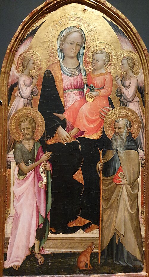Virgem com o Menino em Magestade entre São João Baptista, Santo Antão e dois Anjos orantes, 1415, Rossello di Jacopo Franchi