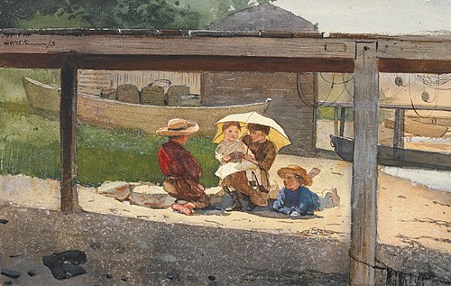 The charge of Baby, 1873, Winslow Homer