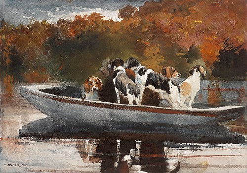 Hunting Dogs in Boat, 1889, Winslow Homer