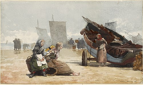 Beach Scene, Cullercoats, 1881, Winslow Homer