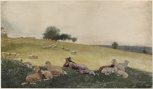 Shepherdess of Houghton Farm, 1878, Winslow Homer