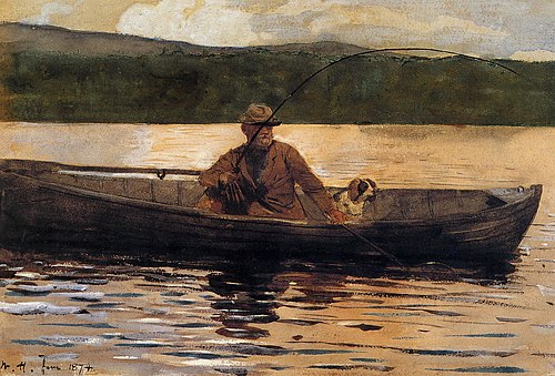 The painter Eliphalet Terry fishing from a boat, 1874, Winslow Homer