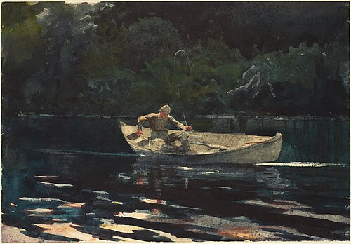 Fishing in the Adirondacks, 1889, Winslow Homer