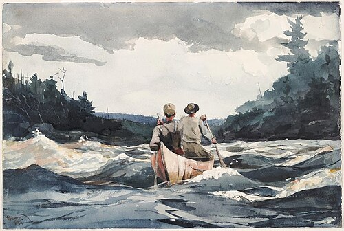 Canoe in Rapids, 1897, Winslow Homer