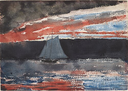 Schooner at Sunset, 1880, Winslow Homer