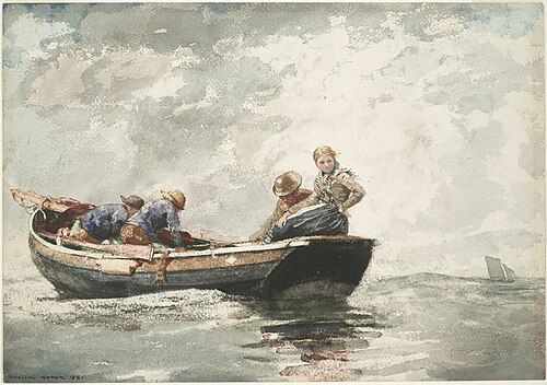 Fisher Folk in Dory, 1881, Winslow Homer