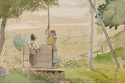 Boy and Girl at a Well, 1879, Winslow Homer