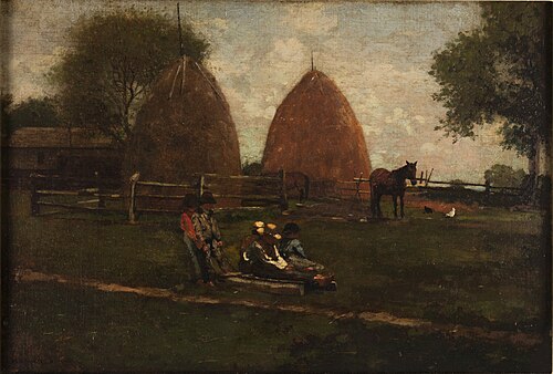 Haystacks and Children, 1874, Winslow Homer