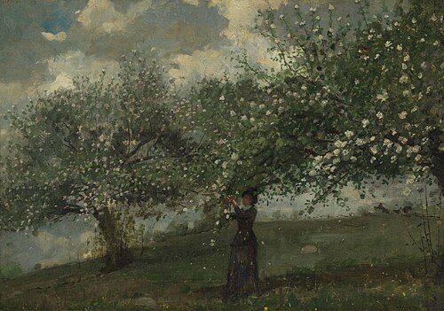 Girl Picking Apple Blossoms, 1879, Winslow Homer