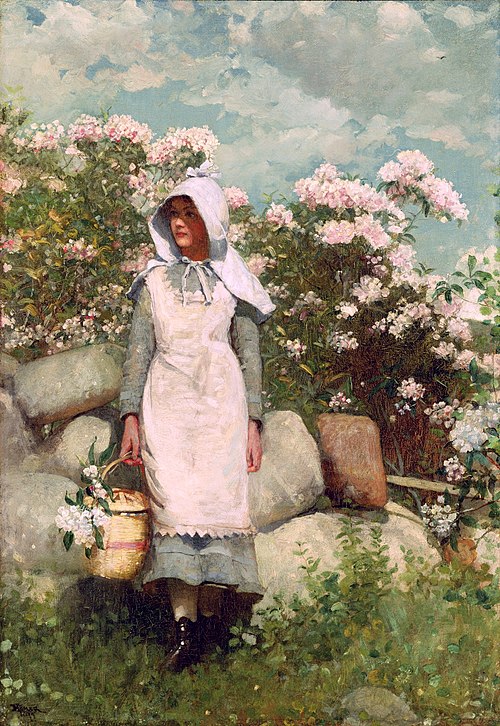 Girl and Laurel, 1879, Winslow Homer