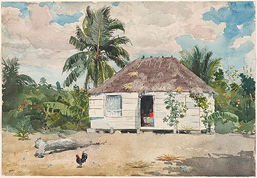 Native hut at Nassau, 1885, Winslow Homer