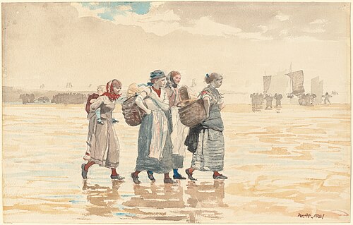 Four Fishwives on the Beach, 1881, Winslow Homer